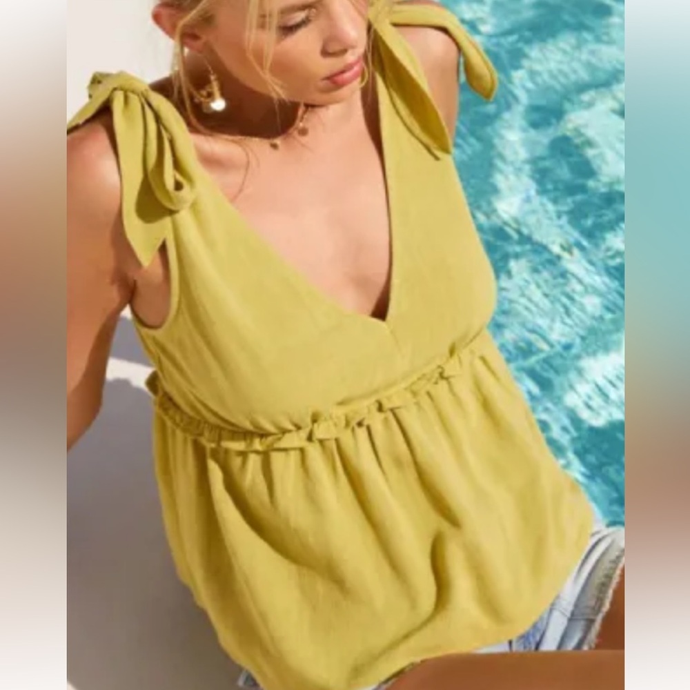Vici Sunlit Yellow Tie-Strap Tank Top - Picture 2 of 8